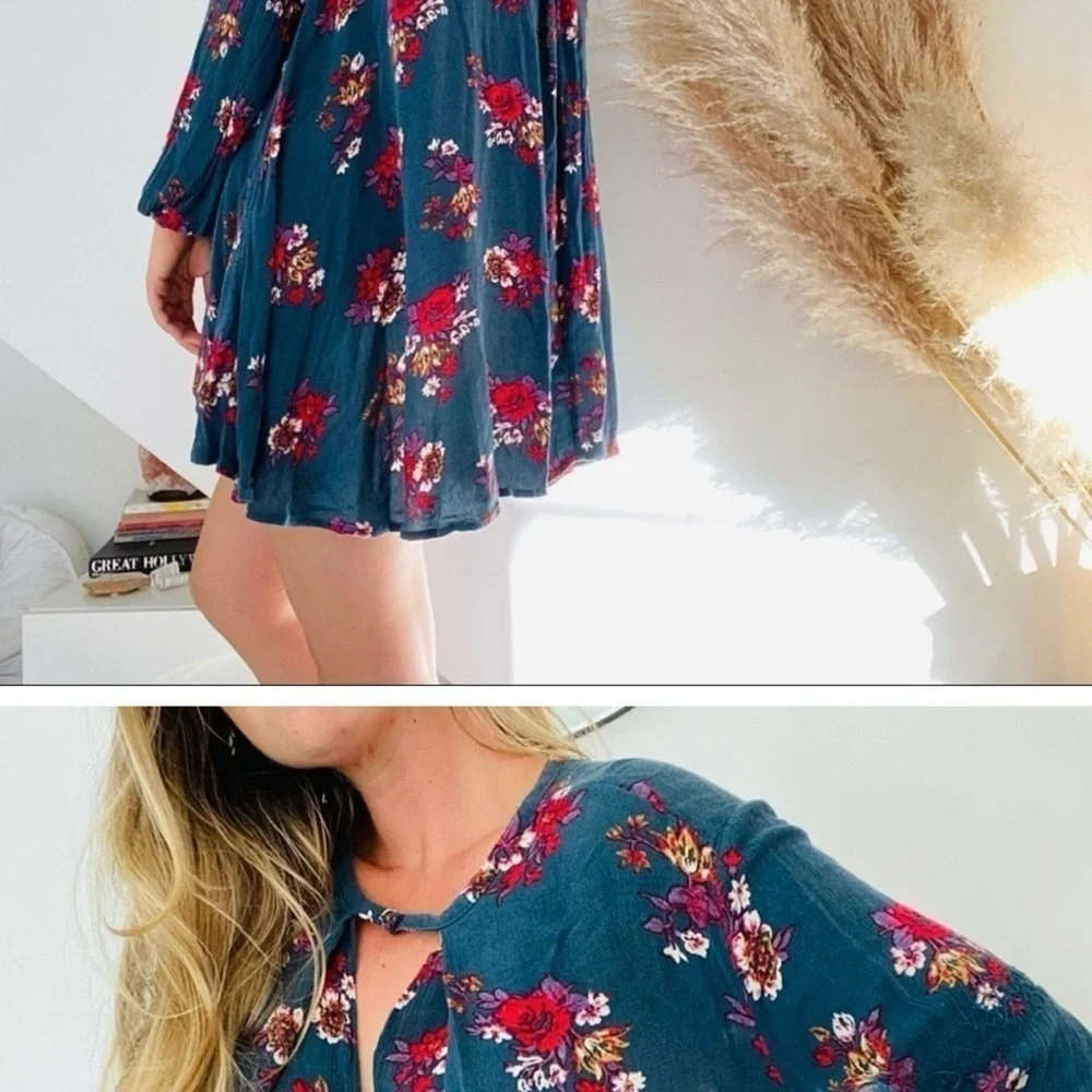 Free People Floral Tunic Mini Dress - Picture 2 of 4